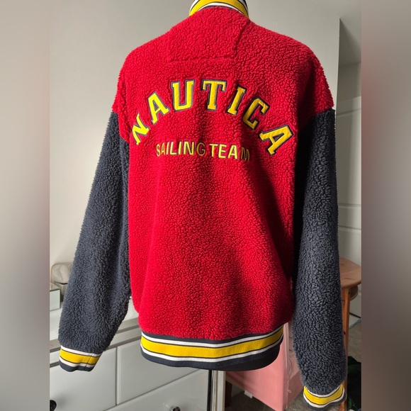 Nautica x Lil Yachty Collaboration Shearling Colorblock Varsity Jacket. - Picture 1 of 3